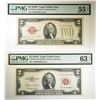 Image 1 : 2-PMG GRADED $2.00 RED SEAL NOTES