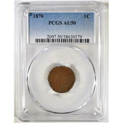 1870 INDIAN CENT PCGS AU-50