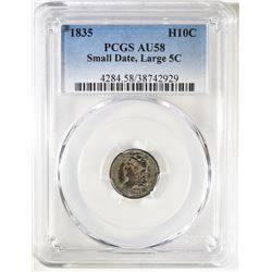 1835 BUST HALF DIIME PCGS AU-58