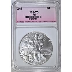 2015 AMERICAN SILVER EAGLE, PNA PERFECT GEM BU