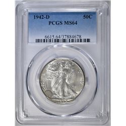 1942-D WALKING LIBERTY HALF DOLLAR PCGS MS-64