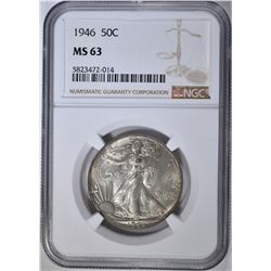 1946 WALKING LIBERTY HALF DOLLAR NGC MS-63