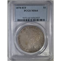 1878 8 TF MORGAN DOLLAR PCGS MS-64