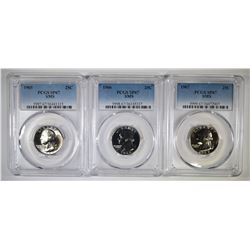 1965, 1966, & 1967 SMS QUARTERS, PCGS SP67