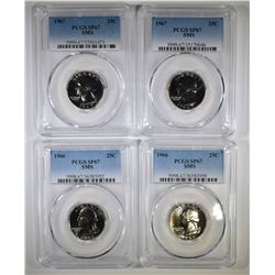 2 1966 & 2 1967 SMS QTRS, PCGS SP67