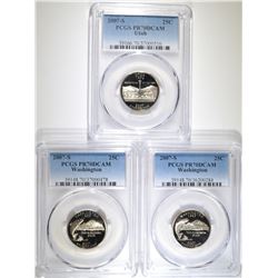 2007-S UT & 2 WA  STATE QTRS, PCGS PR70 DCAM
