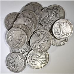 20-CIRC WALKING LIBERTY HALF DOLLARS