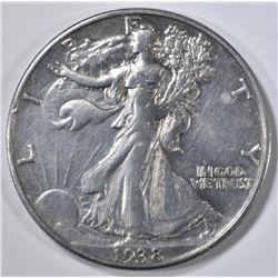 1938-D WALKING LIBERTY HALF DOLLAR, XF