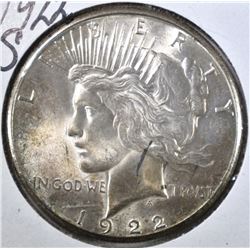 1922-S PEACE DOLLAR, CH BU