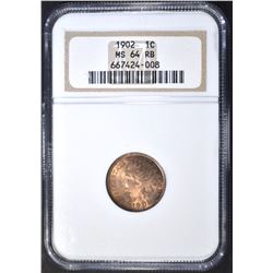 1902 INDIAN CENT NGC MS-64 RB