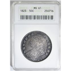 1823 BUST HALF DOLLAR, ANACS MS-61 ORIGINAL TONE