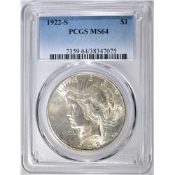 1922-S PEACE DOLLAR PCGS MS-64