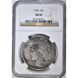 1928 PEACE DOLLAR NGC AU-55