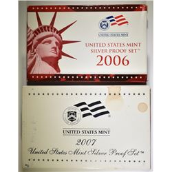 2006 & 2007 U.S. SILVER PROOF SETS ORIG PACKAGING