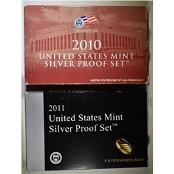 2010 & 11 U.S. SILVER PROOF SETS ORIG PACKAGING