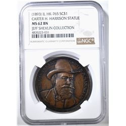 1893 CARTER HARRISON STATUE HK-765 NGC MS-62 BN