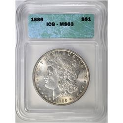 1886 MORGAN DOLLAR, ICG MS-63