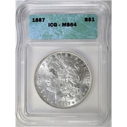 1887 MORGAN DOLLAR, ICG MS-64