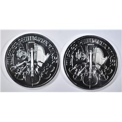 2-BU  2015 AUSTRIA PHILHARMONIC 1-Oz SILVER COINS