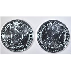 2-2016 BRITISH BRITANNIA 1-Oz SILVER COINS