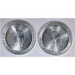 2-BU 2016 AUSTRALIA 1-Oz SILVER KANGAROO COINS