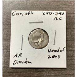 350-250 B.C. Corinth Head of Zeus Silver Drachm
