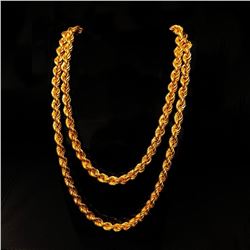 Mens 33" Twisted Braid Link 14k Gold Necklace
