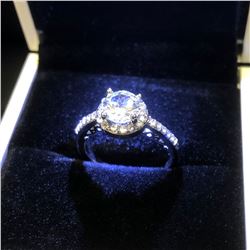 Ladies 925 Silver Marked 2 Carat Main Stone CZ Diamond Ring