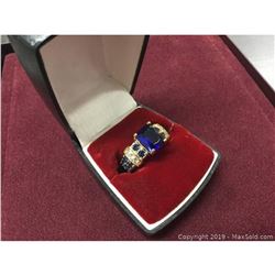 Tanzanite 6ct Main Stone Marked 10kt Woman's Ring With LED Case
