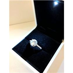 Elegant Ladies 925 Silver Marked 2 Carat Main Stone CZ Diamond Ring