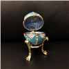Image 4 : Crystal Rhombus on Blue Enamel Royal Inspired Russian Egg