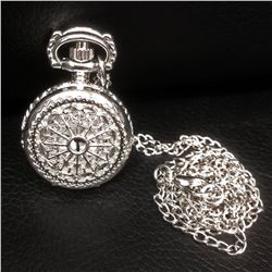 Elegant Silver Tone Watch Pendant Necklace