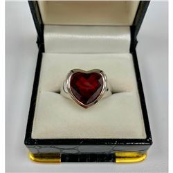 SG Marked - Cute Ladies Size 7 Garnet, Sterling Silver Ring