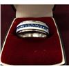 Image 2 : Ladies Titanium Steel Silver Brushed Blue Rhinestone Engagement Ring