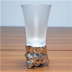 Vintage Bear Head Reverse White Metal Shot Glass