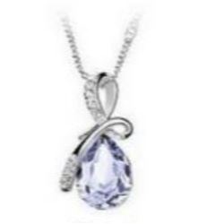 Austrian Crystal with Swarovski Elements - Tear drop shaped gem w/ribbon of clear gems above-Violet