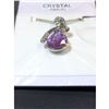 Image 2 : Austrian Crystal with Swarovski Elements - Tear drop shaped gem w/ribbon of clear gems above-Violet