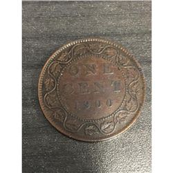 Rare Canadian 1900 VF Canadian One Cent Coin
