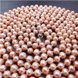 100 Inch AA 7-8mm Pink Akoya Cultured Pearl Necklace