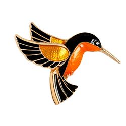 Elegant Ladies Enameled Hummingbird Brooch