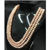 Image 1 : 240+ Pearls Triple Strand Akoya Pink Pearl Necklace With S925 Custom Clasp