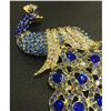Image 2 : Large Royal Blue Jewel Peacock Broach