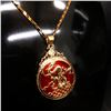 Image 1 : Chinese Carved Red Jade In Gold Dragon Mount