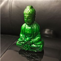 Chinese Green Jade Carved Resting Buddha Figure
