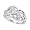 Image 1 : Diamond Triple Cluster Openwork Strand Ring 1/2 Cttw 14kt White Gold