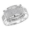 Image 1 : Mens Diamond Oval Rectangle Cluster Ring 1/2 Cttw 10kt White Gold