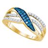 Image 1 : Round Blue Color Enhanced Diamond Band Ring 1/3 Cttw 10kt Yellow Gold