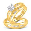 Image 1 : His & Hers Diamond Cluster Matching Bridal Wedding Ring Band Set 1/3 Cttw 10kt Yellow Gold