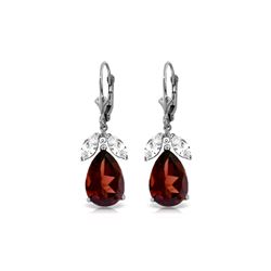 Genuine 13 ctw Garnet & White Topaz Earrings 14KT White Gold - REF-69W3Y