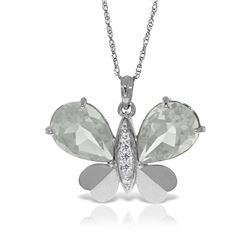 Genuine 11.10 ctw White Topaz & Diamond Necklace 14KT White Gold - REF-130N2R